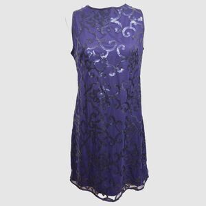 Jessica Howard Cocktail Dress Sequin Embellished Purple Elegant Wedding Sz 6